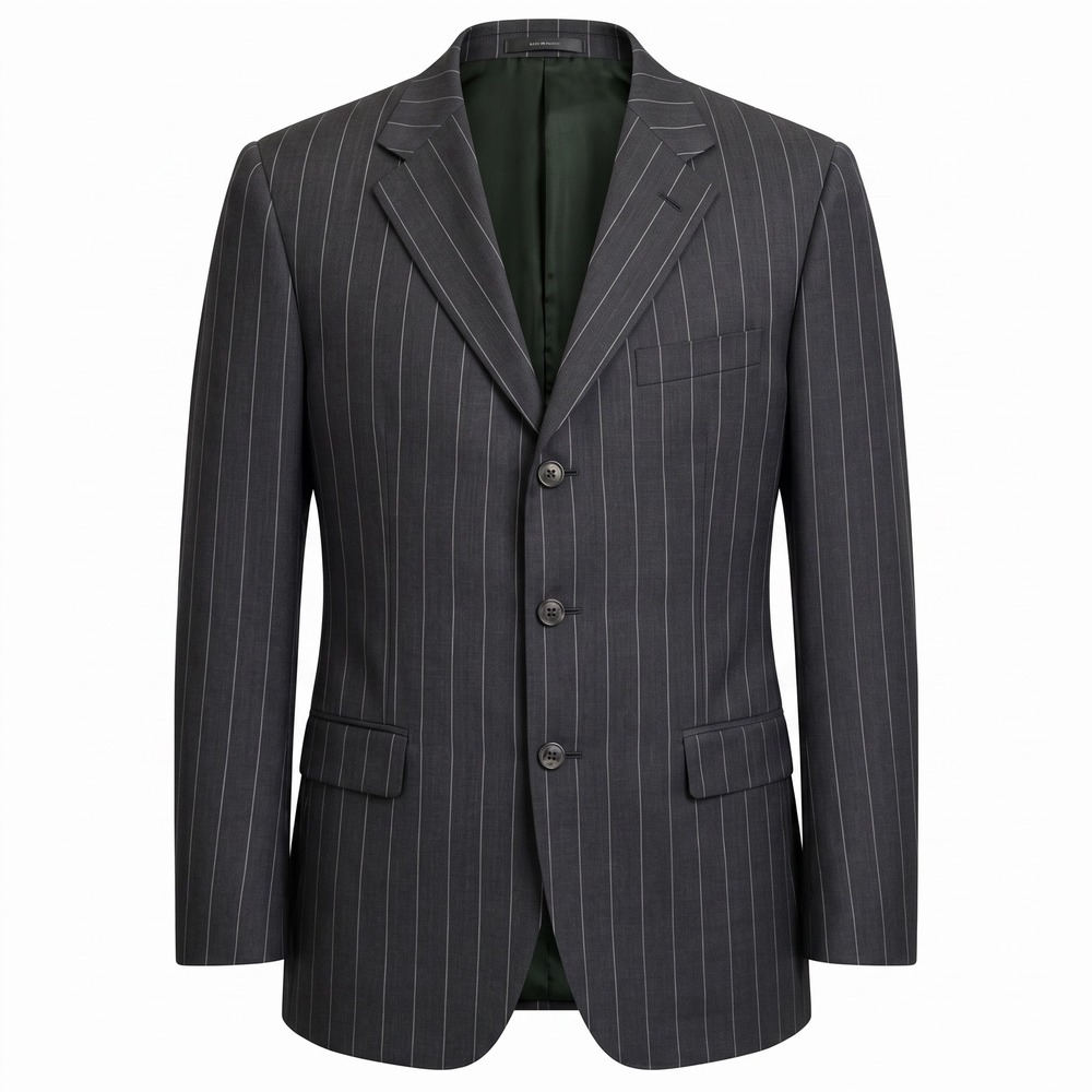 Burberrys Mens 46L Pinstripe Blazer Super 100s Wool 3 Button Sport Coat Gray USA
